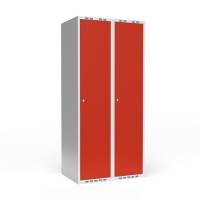 Garderobeskab 2x400 mm Lige tag 1 rum i h&oslash;jden R&oslash;d d&oslash;r Cylinderl&aring;s