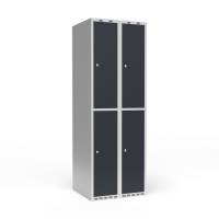 Garderobeskab 2x300 mm Lige tag 2 rum i h&oslash;jden Antracit d&oslash;r Cylinderl&aring;s