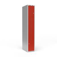 Garderobeskab 1x300 mm Lige tag 2-delt søjle Z-dør Rød dør Cylinderlås