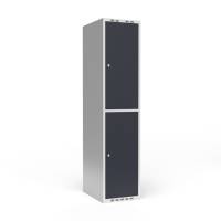 Garderobeskab 1x400 mm Lige tag 2 rum i h&oslash;jden Antracit d&oslash;r Cylinderl&aring;s