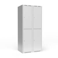 Garderobeskab 2x400 mm m/lige tag, 2 rum i h&oslash;jden og lys gr&aring; d&oslash;r m/cylinderl&aring;s