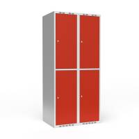 Garderobeskab 2x400 mm Lige tag 2 rum i h&oslash;jden R&oslash;d d&oslash;r Cylinderl&aring;s