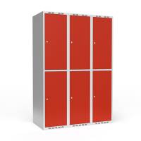 Garderobeskab 3x400 mm Lige tag 2 rum i h&oslash;jden R&oslash;d d&oslash;r Cylinderl&aring;s