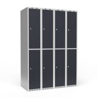 Garderobeskab 4x300 mm Lige tag 2 rum i h&oslash;jden Antracit d&oslash;r Cylinderl&aring;s