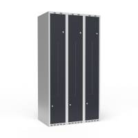 Garderobeskab 3x300 mm Lige tag 2-delt søjle Z-dør Antracit dør Cylinderlås