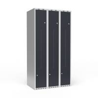 Garderobeskab 3x300 mm Lige tag 2-delt s&oslash;jle Z-d&oslash;r Antracit d&oslash;r Cylinderl&aring;s