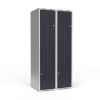 Garderobeskab 2x400 mm Lige tag 2-delt s&oslash;jle Z-d&oslash;r Antracit d&oslash;r Cylinderl&aring;s