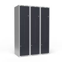 Garderobeskab 3x400 mm Lige tag 2-delt s&oslash;jle Z-d&oslash;r Antracit d&oslash;r Cylinderl&aring;s