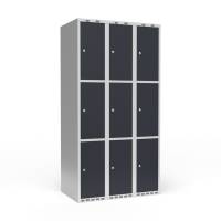 Garderobeskab 3x300 mm Lige tag 3 rum i h&oslash;jden Antracit d&oslash;r Cylinderl&aring;s