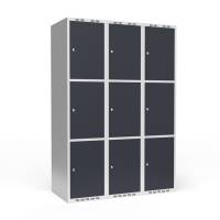 Garderobeskab 3x400 mm Lige tag 3 rum i h&oslash;jden Antracit d&oslash;r Cylinderl&aring;s