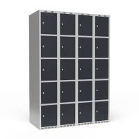 Garderobeskab 4x300 mm Lige tag 5 rum i h&oslash;jden Antracit d&oslash;r Cylinderl&aring;s