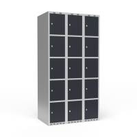 Garderobeskab 3x300 mm Lige tag 5 rum i h&oslash;jden Antracit d&oslash;r Cylinderl&aring;s