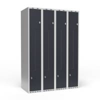 Garderobeskab 4x300 mm Lige tag 2-delt s&oslash;jle Z-d&oslash;r Antracit d&oslash;r Greb for h&aelig;ngel&aring;s