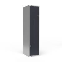 Garderobeskab 1x400 mm Lige tag 2-delt søjle Z-dør Antracit dør Greb for hængelås