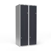 Garderobeskab 2x400 mm Lige tag 2-delt søjle Z-dør Antracit dør Greb for hængelås