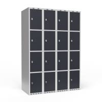 Garderobeskab 4x300 mm Lige tag 4 rum i h&oslash;jden Antracit d&oslash;r Greb for h&aelig;ngel&aring;s