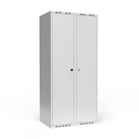 Parskab 400+400 mm m/lige tag, 2 lys gr&aring; d&oslash;re med parvis l&aring;s m/greb for h&aelig;ngel&aring;s