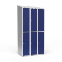 Garderobeskab 3x300 mm Skr&aring;t tag 2 rum i h&oslash;jden Bl&aring; d&oslash;r Cylinderl&aring;s