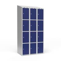 Garderobeskab 3x300 mm Skr&aring;t tag 4 rum i h&oslash;jden Bl&aring; d&oslash;r Cylinderl&aring;s