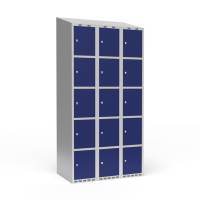 Garderobeskab 3x300 mm Skr&aring;t tag 5 rum i h&oslash;jden Bl&aring; d&oslash;r Cylinderl&aring;s