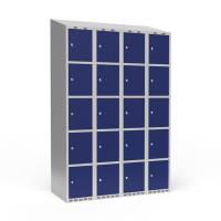 Garderobeskab 4x300 mm Skr&aring;t tag 5 rum i h&oslash;jden Bl&aring; d&oslash;r Cylinderl&aring;s