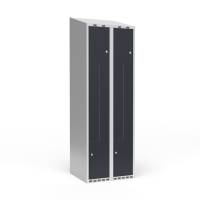Garderobeskab 2x300 mm Skråt tag 2-delt søjle Z-dør Antracit dør Cylinderlås