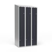 Garderobeskab 3x300 mm Skr&aring;t tag 2-delt s&oslash;jle Z-d&oslash;r Antracit d&oslash;r Cylinderl&aring;s