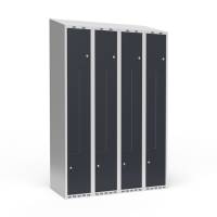 Garderobeskab 4x300 mm Skr&aring;t tag 2-delt s&oslash;jle Z-d&oslash;r Antracit d&oslash;r Cylinderl&aring;s