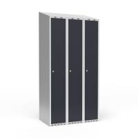Garderobeskab 3x300 mm Skr&aring;t tag 1 rum i h&oslash;jden Antracit d&oslash;r Cylinderl&aring;s