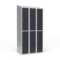 Garderobeskab 3x300 mm Skr&aring;t tag 2 rum i h&oslash;jden Antracit d&oslash;r Cylinderl&aring;s