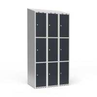 Garderobeskab 3x300 mm Skr&aring;t tag 3 rum i h&oslash;jden Antracit d&oslash;r Cylinderl&aring;s