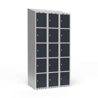 Garderobeskab 3x300 mm Skr&aring;t tag 5 rum i h&oslash;jden Antracit d&oslash;r Cylinderl&aring;s