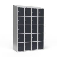 Garderobeskab 4x300 mm Skr&aring;t tag 5 rum i h&oslash;jden Antracit d&oslash;r Cylinderl&aring;s