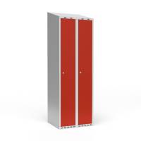 Garderobeskab 2x300 mm Skr&aring;t tag 1 rum i h&oslash;jden R&oslash;d d&oslash;r Cylinderl&aring;s