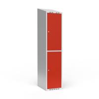 Garderobeskab 1x400 mm Skr&aring;t tag 2 rum i h&oslash;jden R&oslash;d d&oslash;r Cylinderl&aring;s