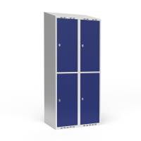 Garderobeskab 2x400 mm Skr&aring;t tag 2 rum i h&oslash;jden Bl&aring; d&oslash;r Greb for h&aelig;ngel&aring;s