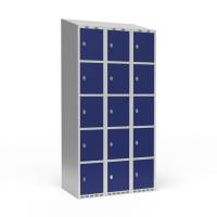 Garderobeskab 3x300 mm Skr&aring;t tag 5 rum i h&oslash;jden Bl&aring; d&oslash;r Greb for h&aelig;ngel&aring;s