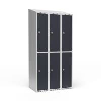 Garderobeskab 3x300 mm Skr&aring;t tag 2 rum i h&oslash;jden Antracit d&oslash;r Greb for h&aelig;ngel&aring;s