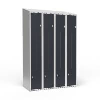 Garderobeskab 4x300 mm Skr&aring;t tag 2-delt s&oslash;jle Z-d&oslash;r Antracit d&oslash;r Greb for h&aelig;ngel&aring;s