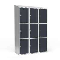 Garderobeskab 3x400 mm Skr&aring;t tag 3 rum i h&oslash;jden Antracit d&oslash;r Greb for h&aelig;ngel&aring;s