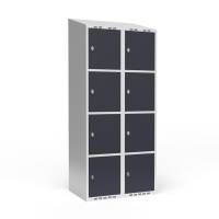 Garderobeskab 2x400 mm Skr&aring;t tag 4 rum i h&oslash;jden Antracit d&oslash;r Greb for h&aelig;ngel&aring;s