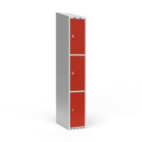 Garderobeskab 1x300 mm Skr&aring;t tag 3 rum i h&oslash;jden R&oslash;d d&oslash;r Greb for h&aelig;ngel&aring;s