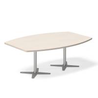 Konferencebord DNA, Birk 2000x1200 mm b&aring;dformet, Alugr&aring; understel