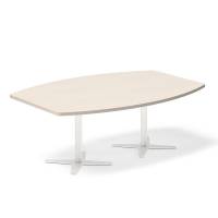 Konferencebord DNA, Birk 2000x1200 mm b&aring;dformet, Hvid understel