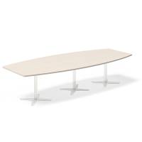 Konferencebord DNA, Birk 3200x1200 mm b&aring;dformet, Hvid understel