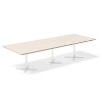 Konferencebord DNA, Birk 3200x1200 mm rektangulært, Hvid understel