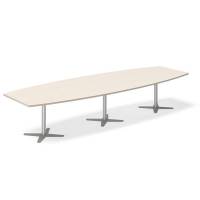 Konferencebord DNA, Birk 3800x1200 mm b&aring;dformet, Alugr&aring; understel