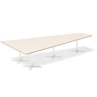 Konferencebord DNA, Birk 3800x1990 mm trapezformet, Hvid understel