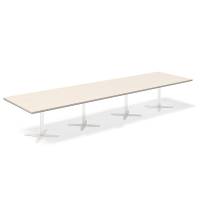 Konferencebord DNA, Birk 4400x1200 mm rektangul&aelig;rt, Hvid understel