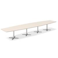 Konferencebord DNA, Birk 5000x1200 mm b&aring;dformet, Alugr&aring; understel